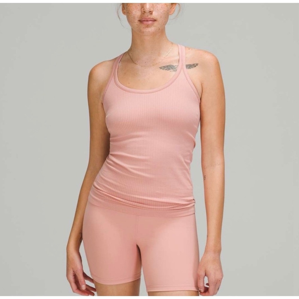 Lululemon Ebb To Street Tank Women Pink Puff Racerback Yoga Athleisure‎